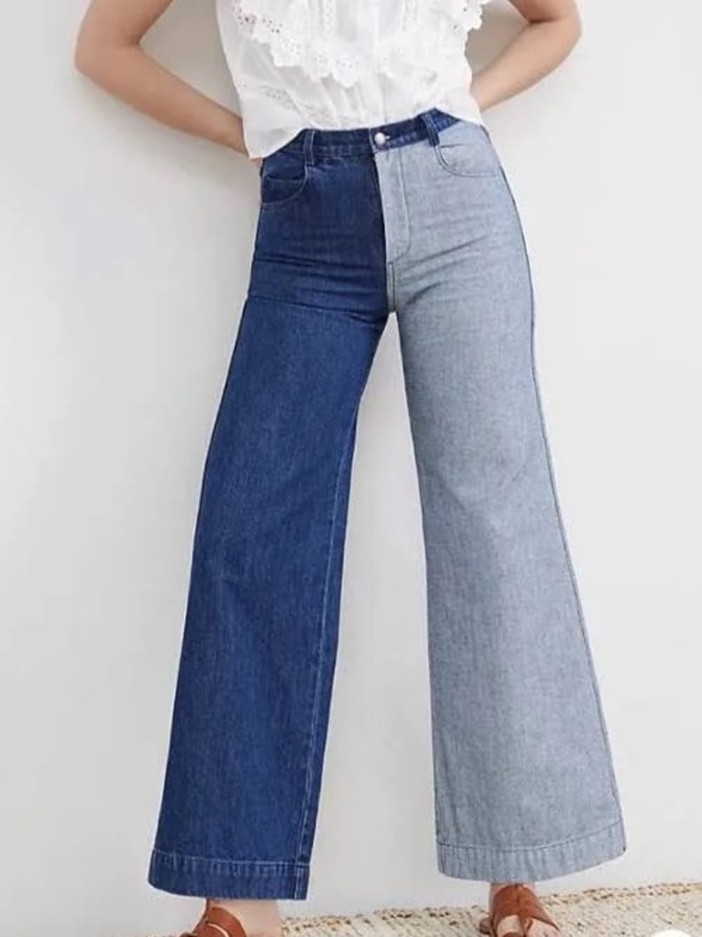 Carleen for Anthropologie High Rise Color
Blocked Denim Wide Leg Jeans
Size 8
